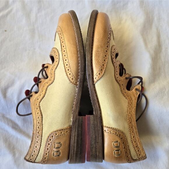 Bed Stu Doris Llama Women's Leather Wingtip Oxfords Shoes Tan/Cream Size 7.5 - Picture 5 of 10